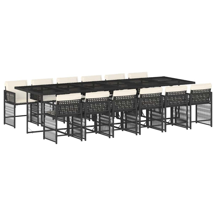 Set mobilier de grădină cu perne, 13 piese, negru, poliratan - WALTI WALTI
