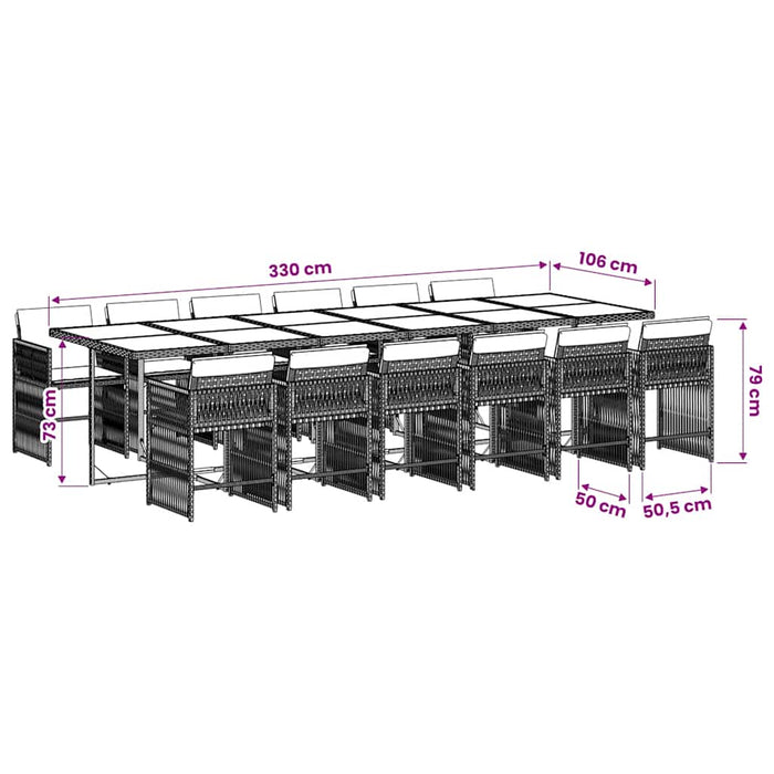Set mobilier de grădină cu perne, 13 piese, negru, poliratan - WALTI WALTI