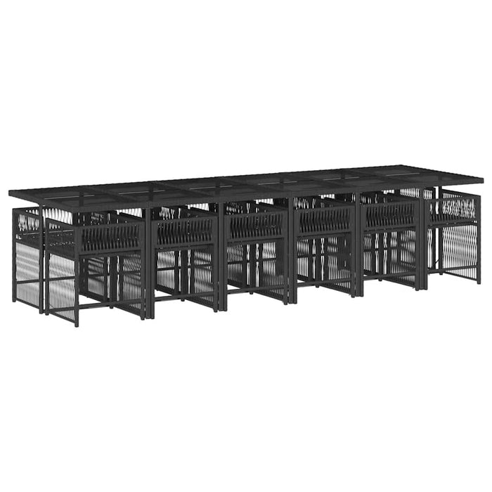 Set mobilier de grădină cu perne, 13 piese, negru, poliratan WALTI