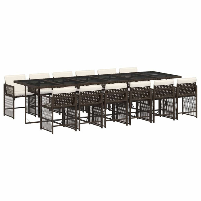 Set mobilier de grădină, 13 piese, maro, cu perne, poliratan - WALTI WALTI