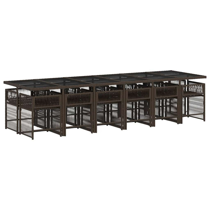 Set mobilier de grădină, 13 piese, maro, cu perne, poliratan - WALTI WALTI