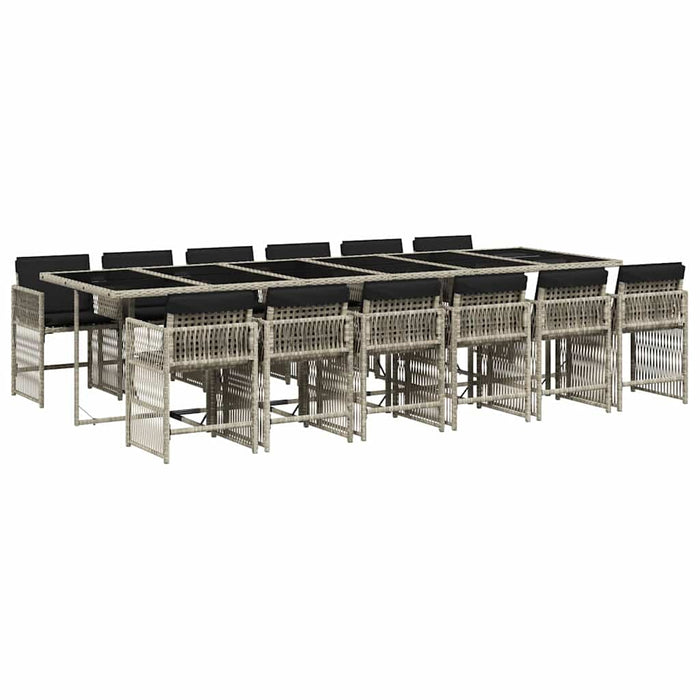 Set mobilier de grădină cu perne 13 piese gri deschis poliratan - WALTI WALTI