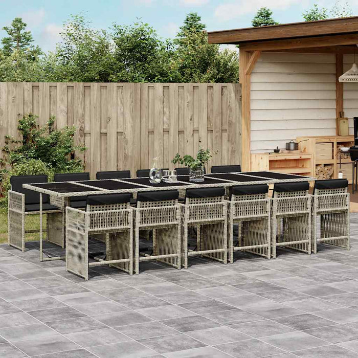 Set mobilier de grădină cu perne 13 piese gri deschis poliratan - WALTI WALTI