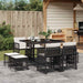 Set mobilier de grădină cu perne, 9 piese, negru, poliratan - WALTI WALTI