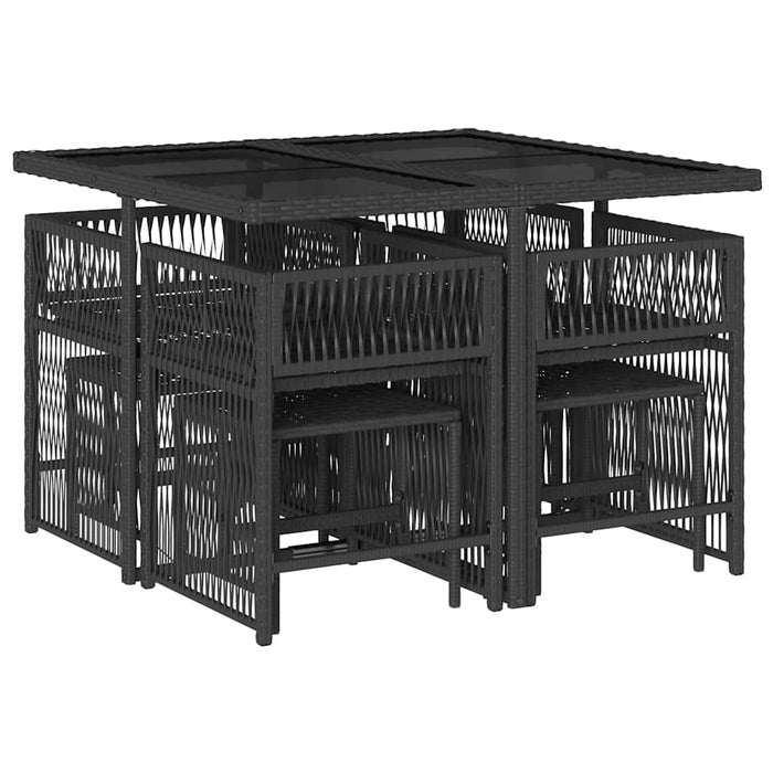 Set mobilier de grădină cu perne, 9 piese, negru, poliratan - WALTI WALTI