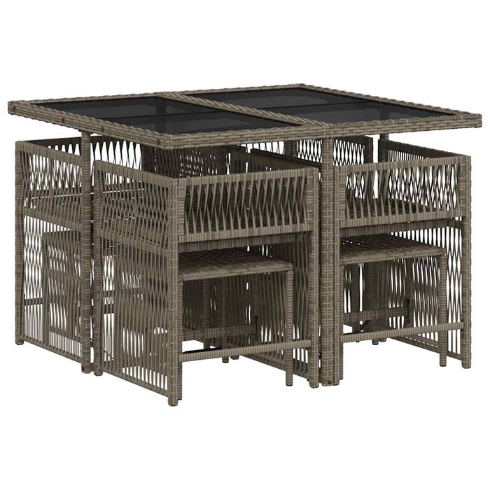 Set mobilier grădină cu perne, 9 piese, gri, poliratan WALTI