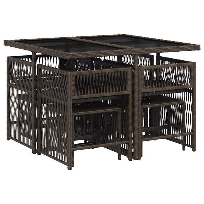 Set mobilier de grădină cu perne, 9 piese, maro, poliratan WALTI