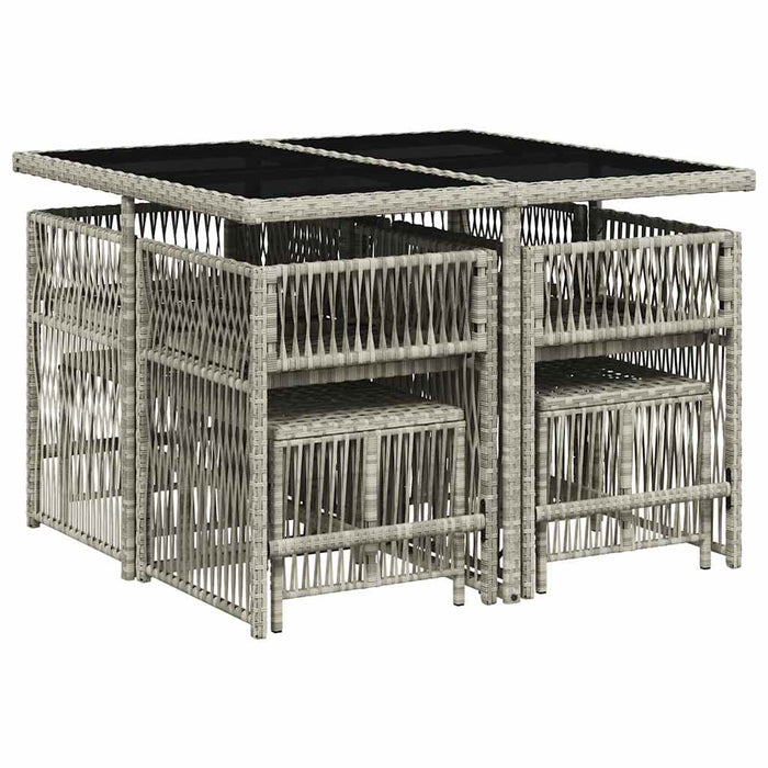Set mobilier grădină cu perne, 9 piese, gri deschis, poliratan - WALTI WALTI