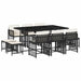Set mobilier de exterior cu perne, 11 piese, negru, poliratan - WALTI WALTI