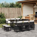 Set mobilier de exterior cu perne, 11 piese, negru, poliratan - WALTI WALTI