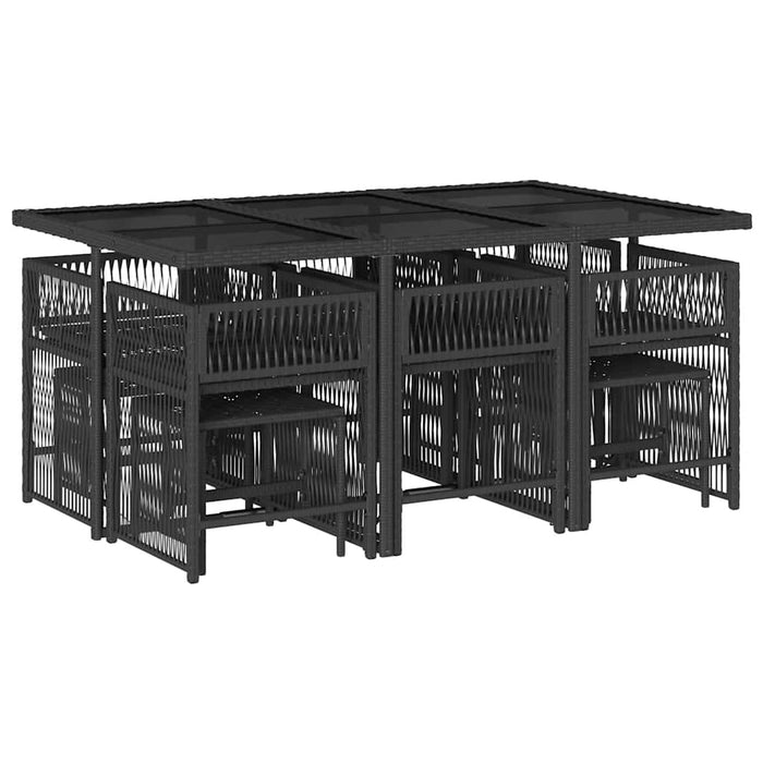 Set mobilier de exterior cu perne, 11 piese, negru, poliratan - WALTI WALTI