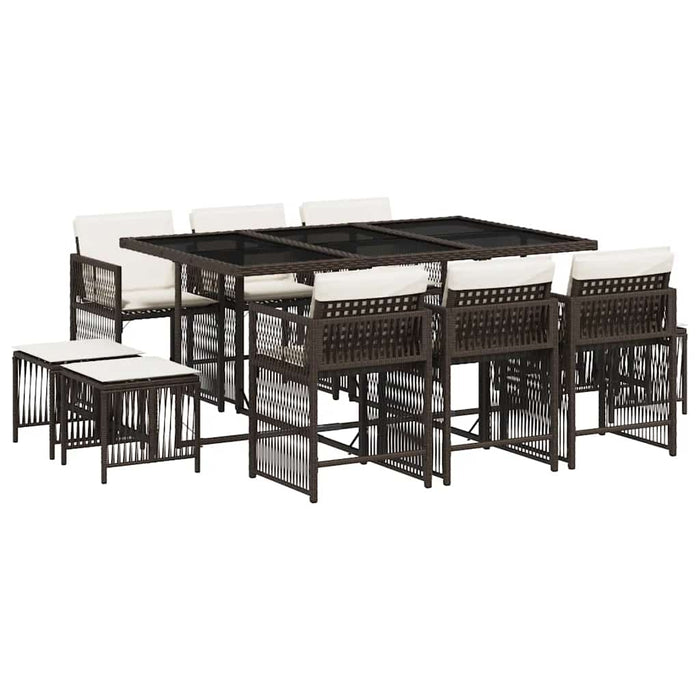 Set mobilier de grădină cu perne, 11 piese, maro, poliratan WALTI