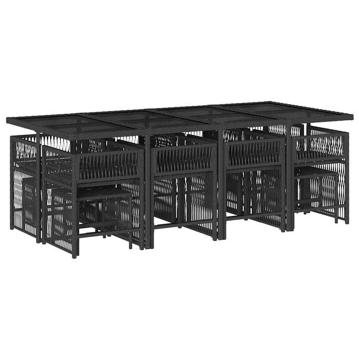 Set mobilier de grădină cu perne, 13 piese, negru, poliratan - WALTI WALTI