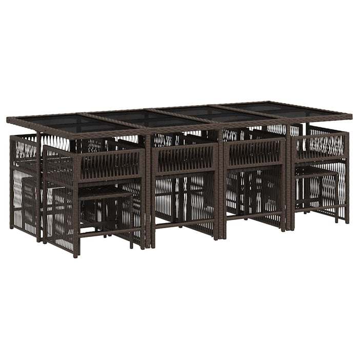 Set mobilier de grădină, 13 piese, maro, cu perne, poliratan - WALTI WALTI