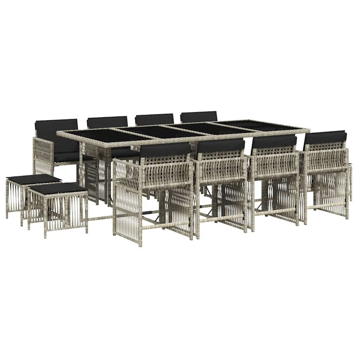 Set mobilier de grădină cu perne 13 piese gri deschis poliratan - WALTI WALTI