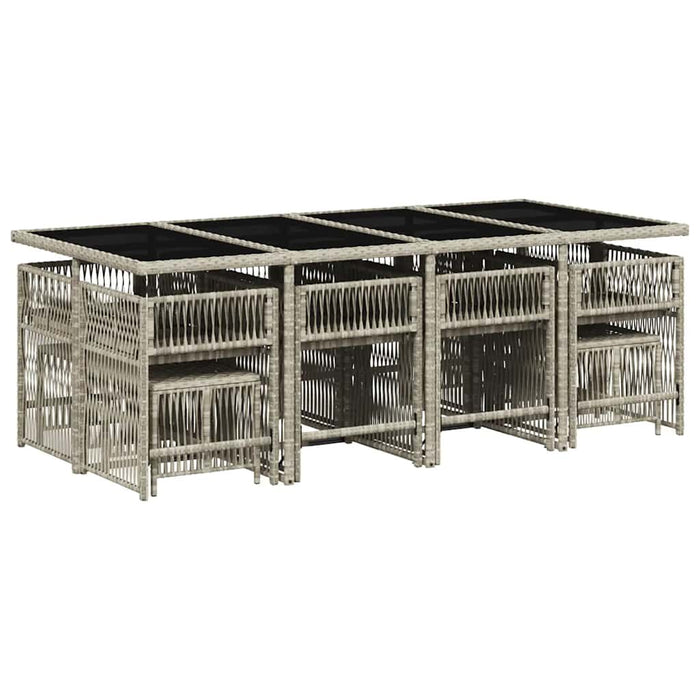 Set mobilier de grădină cu perne 13 piese gri deschis poliratan - WALTI WALTI