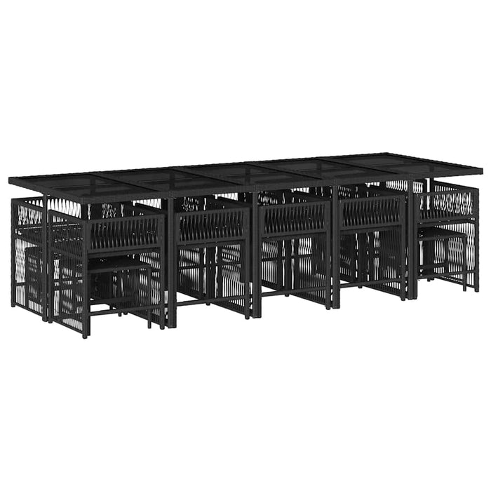 Set mobilier de grădină cu perne, 15 piese, negru, poliratan - WALTI WALTI