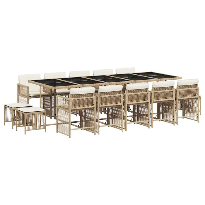 Set mobilier de grădină cu perne, 15 piese, bej, poliratan WALTI