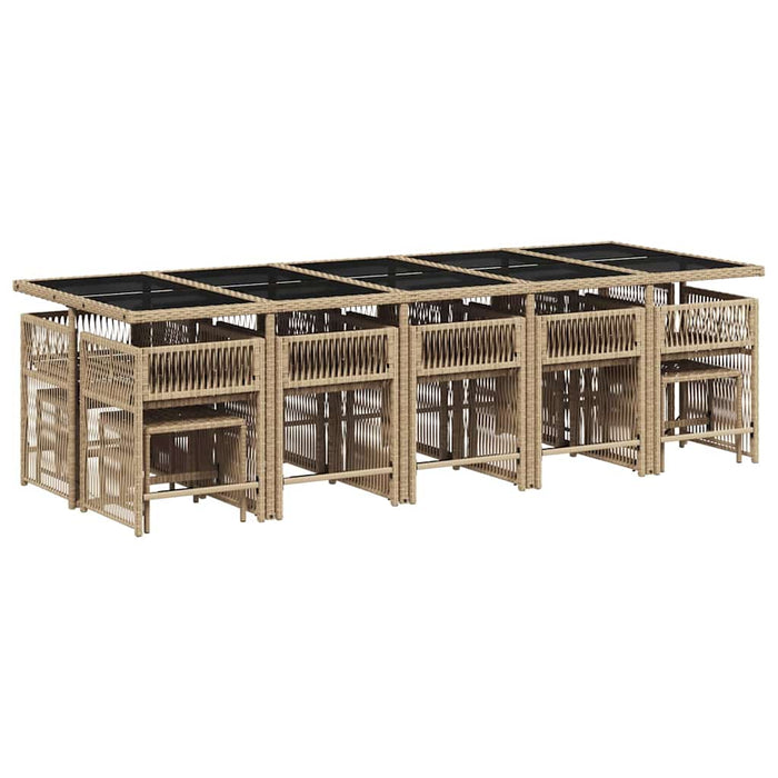 Set mobilier de grădină cu perne, 15 piese, bej, poliratan WALTI