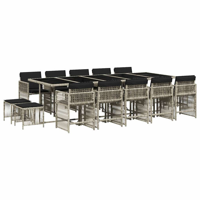 Set mobilier de grădină cu perne 15 piese gri deschis poliratan - WALTI WALTI