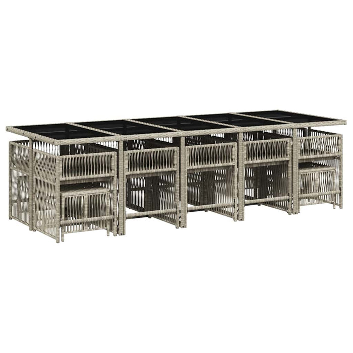 Set mobilier de grădină cu perne 15 piese gri deschis poliratan - WALTI WALTI
