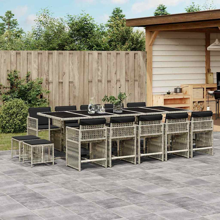 Set mobilier de grădină cu perne 15 piese gri deschis poliratan - WALTI WALTI