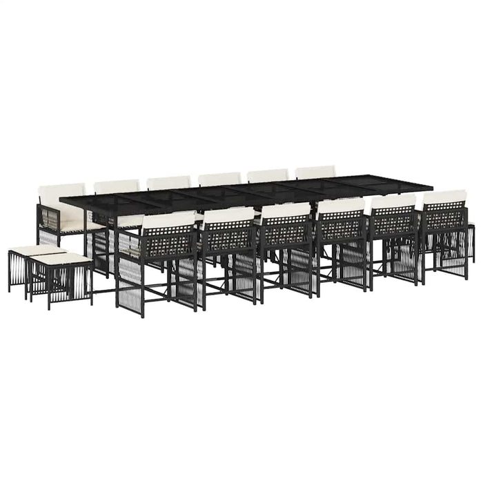Set mobilier de grădină cu perne, 17 piese, negru, poliratan - WALTI WALTI