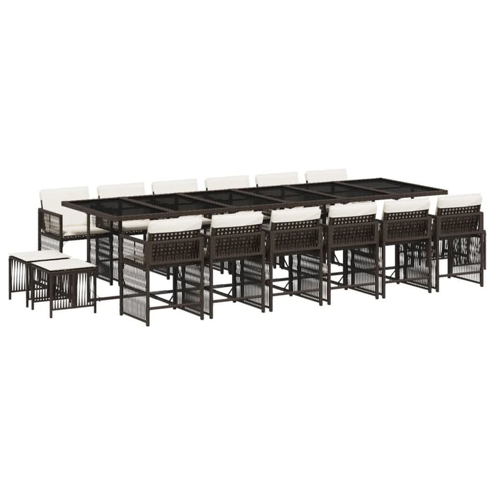 Set mobilier de grădină cu perne, 17 piese, maro, poliratan - WALTI WALTI