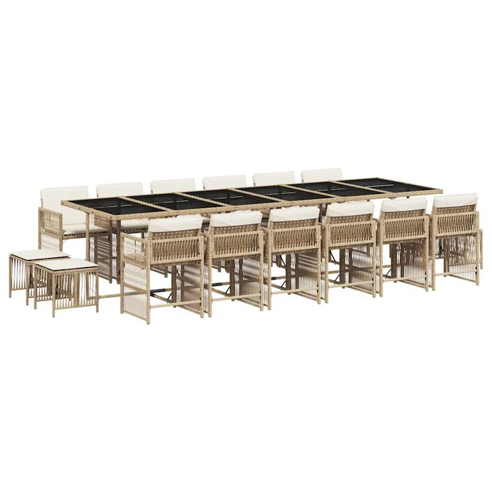 Set mobilier de grădină cu perne, 17 piese, bej, poliratan - WALTI WALTI