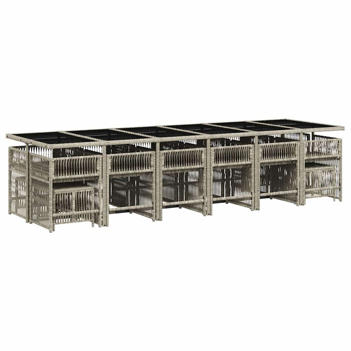 Set mobilier de grădină cu perne 17 piese gri deschis poliratan - WALTI WALTI