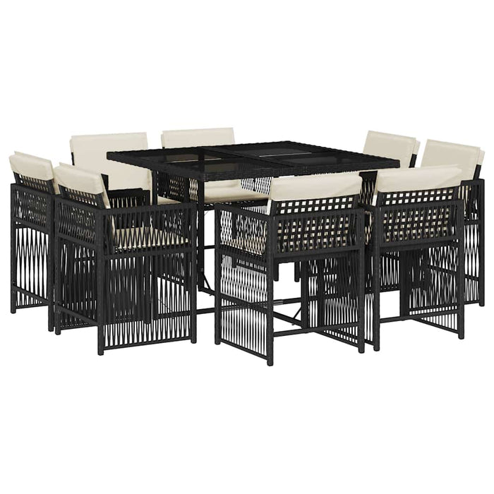 Set mobilier de grădină cu perne, 9 piese, negru, poliratan - WALTI WALTI