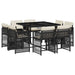 Set mobilier de grădină cu perne, 9 piese, negru, poliratan - WALTI WALTI