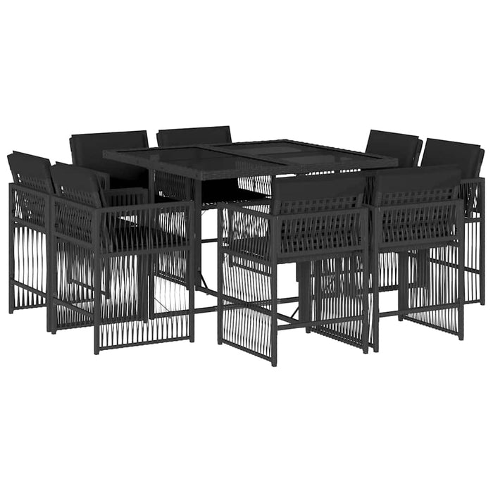 Set mobilier de grădină cu perne, 9 piese, negru, poliratan - WALTI WALTI