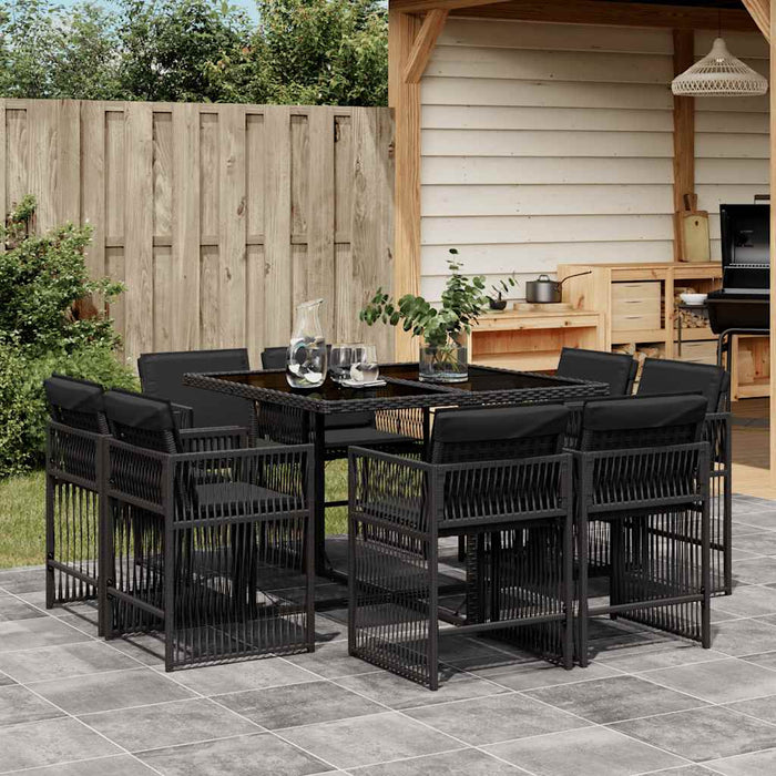 Set mobilier de grădină cu perne, 9 piese, negru, poliratan - WALTI WALTI