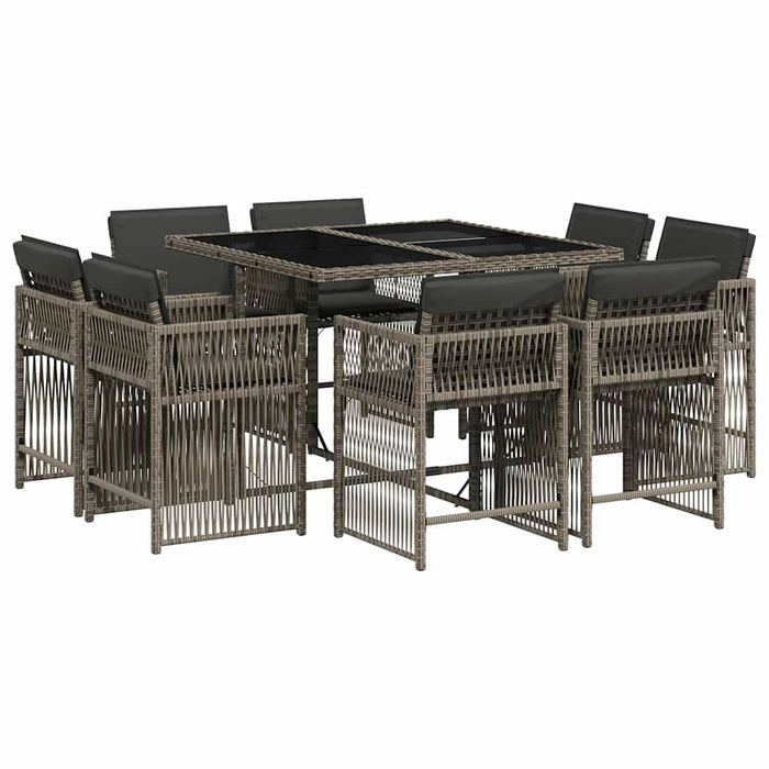 Set mobilier grădină cu perne, 9 piese, gri, poliratan - WALTI WALTI