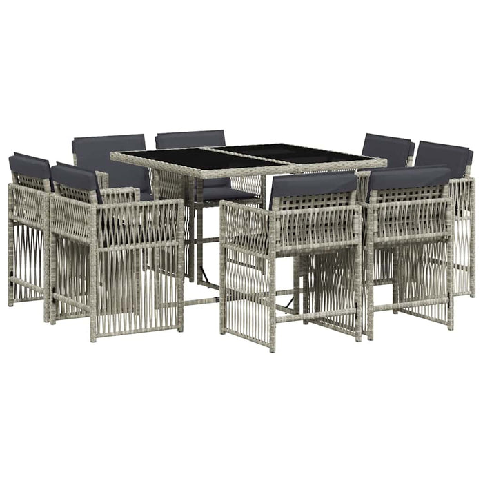 Set mobilier grădină cu perne, 9 piese, gri deschis, poliratan - WALTI WALTI