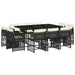 Set mobilier de exterior cu perne, 11 piese, negru, poliratan - WALTI WALTI