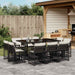 Set mobilier de exterior cu perne, 11 piese, negru, poliratan - WALTI WALTI