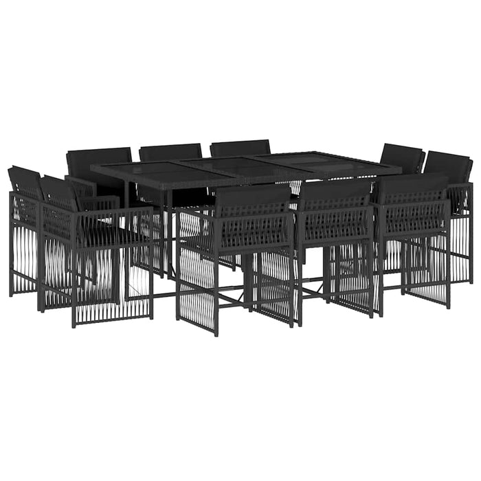 Set mobilier de exterior cu perne, 11 piese, negru, poliratan - WALTI WALTI