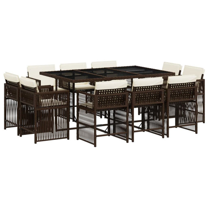 Set mobilier de grădină cu perne, 11 piese, maro, poliratan - WALTI WALTI