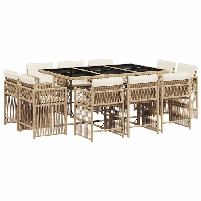 Set mobilier de grădină cu perne, 11 piese, bej, poliratan - WALTI WALTI