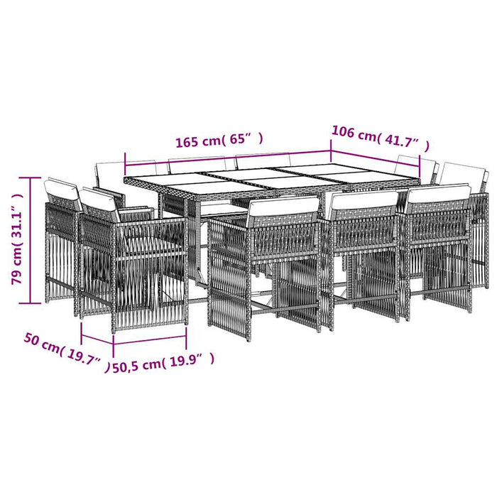 Set mobilier de grădină cu perne, 11 piese, bej, poliratan - WALTI WALTI