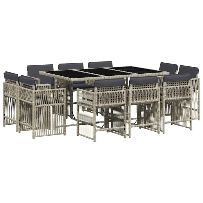 Set mobilier de grădină cu perne 11 piese gri deschis poliratan - WALTI WALTI