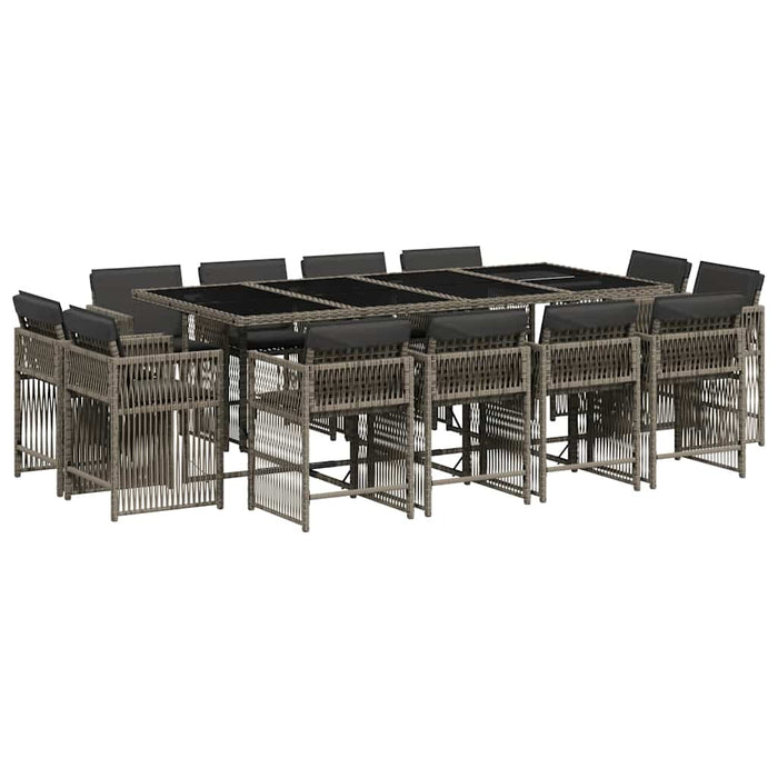 Set mobilier de grădină cu perne, 13 piese, gri, poliratan - WALTI WALTI