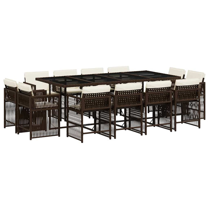 Set mobilier de grădină, 13 piese, maro, cu perne, poliratan - WALTI WALTI