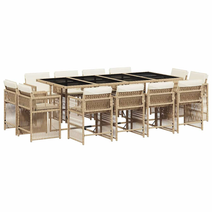Set mobilier de grădină cu perne, 13 piese, bej, poliratan - WALTI WALTI