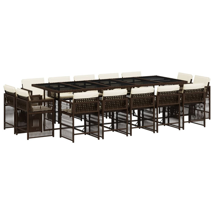 Set mobilier de grădină cu perne, 15 piese, maro, poliratan - WALTI WALTI