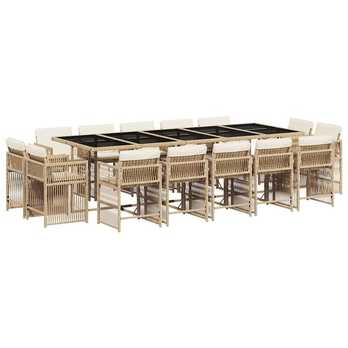 Set mobilier de grădină cu perne, 15 piese, bej, poliratan - WALTI WALTI