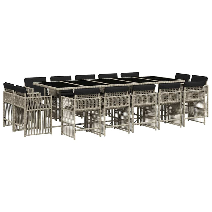 Set mobilier de grădină cu perne 15 piese gri deschis poliratan - WALTI WALTI