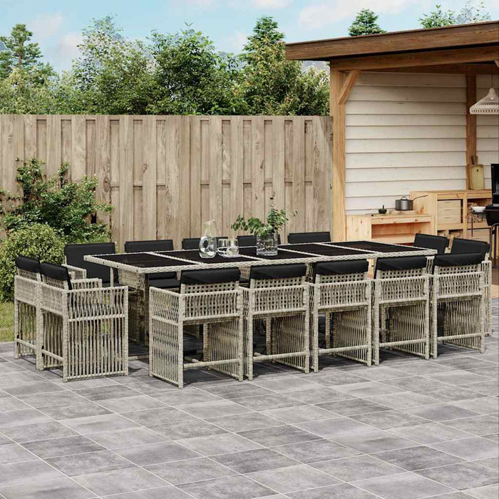 Set mobilier de grădină cu perne 15 piese gri deschis poliratan - WALTI WALTI